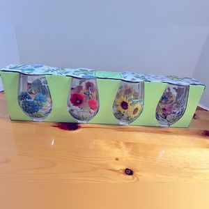 NEW Portmeirion Botanic Garden 19 oz Stemless Wine Glasses, Set of 4